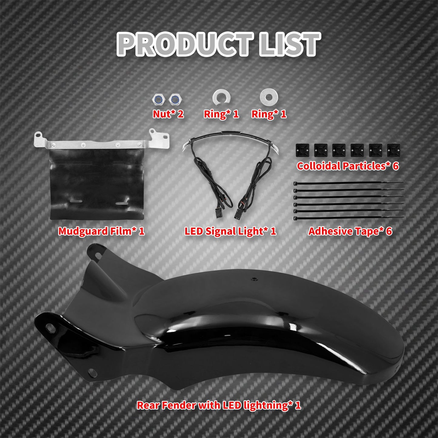 Motorcycle Rear Fender Mudguard Cover With LED Turn Signal Brake Light For Harley Softail Breakout Fat Boy FXDR 2018-2023 Black