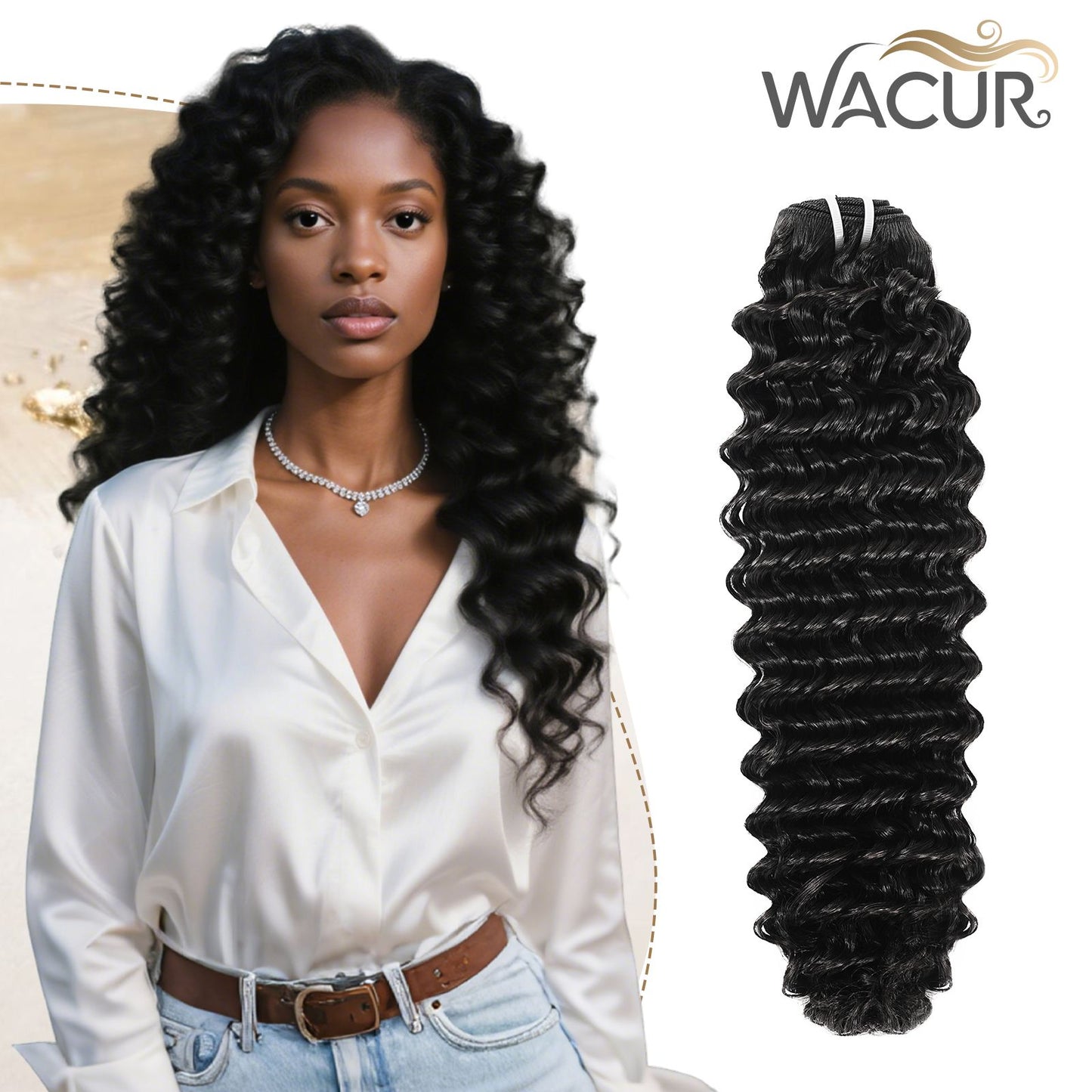 Cabelo Humano Real Trançado Wacur 12A Onda Profunda 12-30 Polegadas Preto Natural 100% Cabelo Remy Virgem para Mulheres