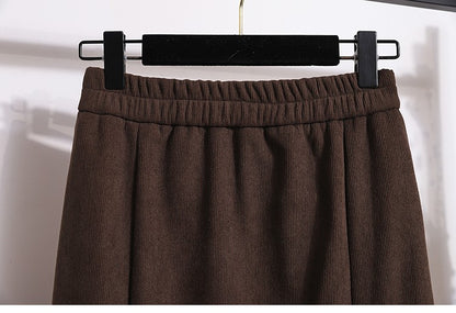 Plus Size Skirt Women 2024 Winter High Waist Elastic Velvet A Line Mermaid Skirt Korean Style Elegant Brown Or Black Long Skirts