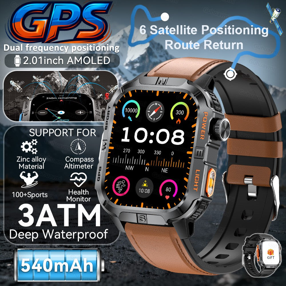 2026 New Millitary Grade GPS Position 2.01"Smart Watch Men 3ATM Waterproof Compass 540mAh Bluetooth Call Sports Smartwatches IOS