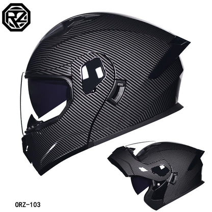 Capacete modular articulado de motocicleta de alta qualidade ORZ, material ABS, lente dupla, capacete integral, lote DOT