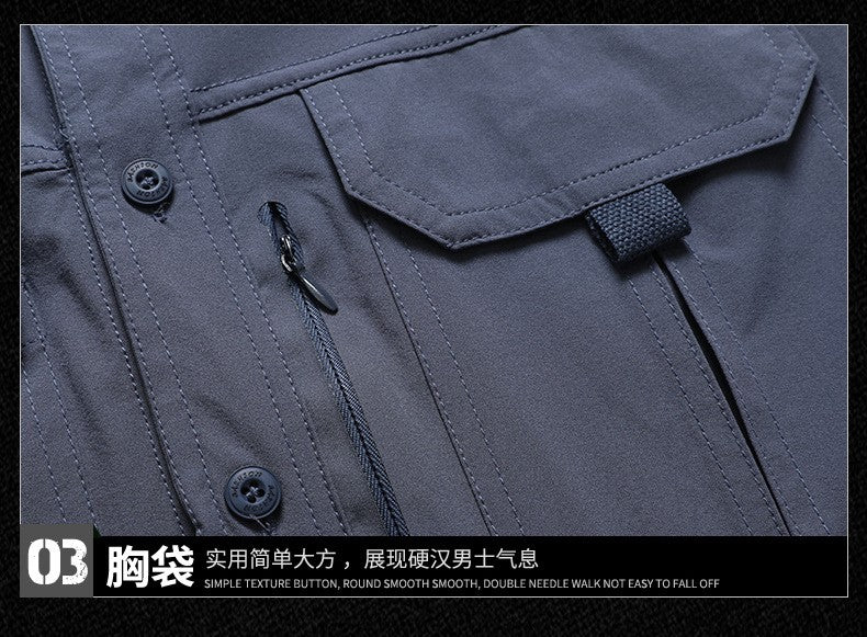 2024 Summer New Cargo Shirt Short Sleeve Men's Cargo T-shirt Outdoor Navy Multi-pocket Breathable Camping Hiking Work Shirts