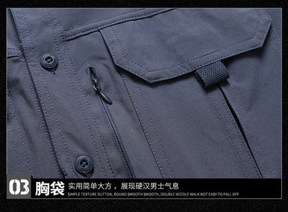 2024 Summer New Cargo Shirt Short Sleeve Men's Cargo T-shirt Outdoor Navy Multi-pocket Breathable Camping Hiking Work Shirts