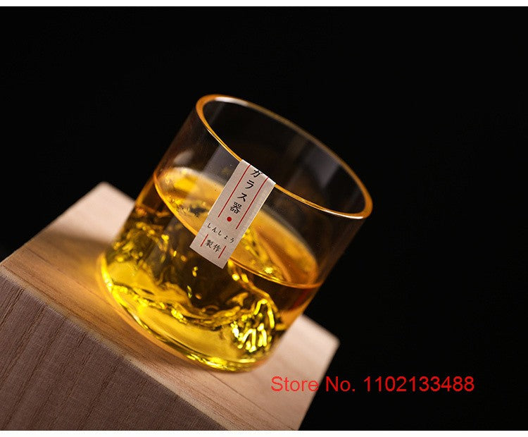 Copo de Uísque Japonês de Gelo para Uísque Puro Copos de Uísque de Montanha 3D Caixa de Presente de Madeira Taça de Conhaque Copo de Vodca Copo de Vinho