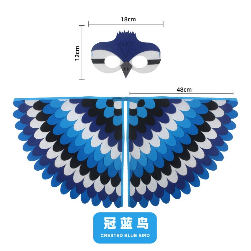 Bird Cosplay Costume Stage Performance Owl Peacock Wings Bird Felt Cape with Mask for Girls Boys Halloween Party Cloak