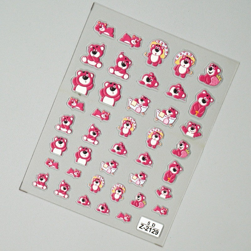 Adesivo de Arte para Unhas Disney Toy Story em Relevo 5D Desenho de Alienígena Lotso Decoração de Unhas Decalques Autoadesivos para Unhas DIY Decalque de Manicure