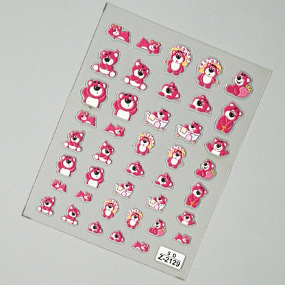 Adesivo de Arte para Unhas Disney Toy Story em Relevo 5D Desenho de Alienígena Lotso Decoração de Unhas Decalques Autoadesivos para Unhas DIY Decalque de Manicure