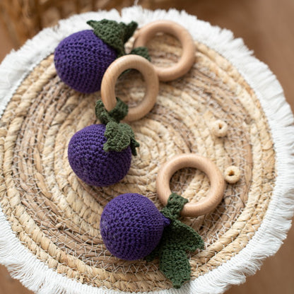 1 Brinquedo Chocalho de Crochê para Bebê Fruta Pulseira de Madeira com Design de Limão e Cereja Brinquedo Musical Chocalho para Bebês Brinquedos Mordedores Presentes para Recém-Nascidos