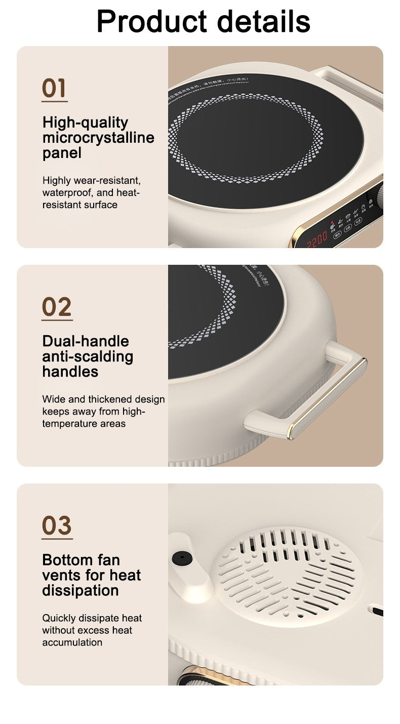 Electric Ceramic Infrared Heating Furnace Magnetic Waterproof Induction Cooker Hob Hot Pot Stir-Fry Stove Timer Heater Cooktop