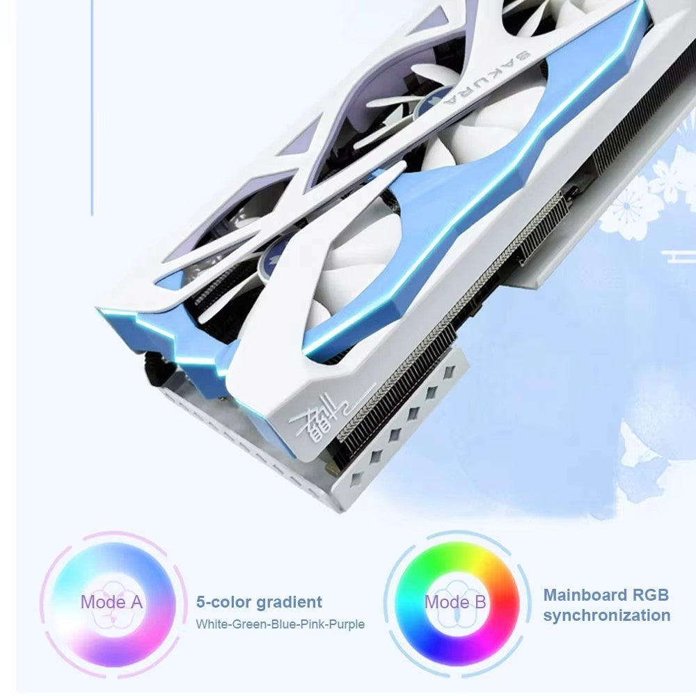 Placa de vídeo para jogos Yeston RX 7700 XT 12GB GDDR6 Sakura Bride Edition - Inspirada em anime