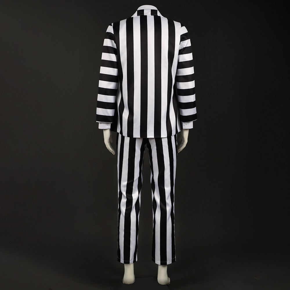 Underworld Master cosplay costume  Michael Keaton black and white striped suit cosplay Halloween costume
