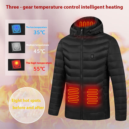 Men Heated down jacket USB Winter men's parka Outdoor Electric padded jacket Warm Sprots Thermal Coat Clothing Heated jacket