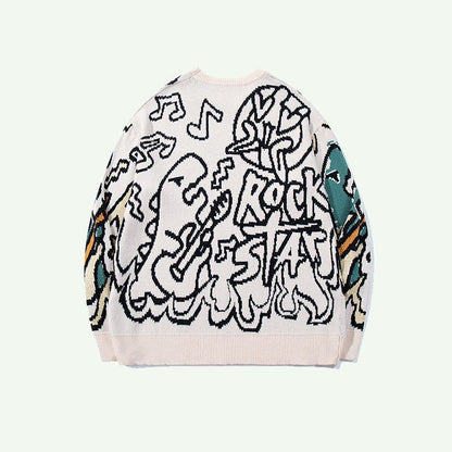 CALESECT Green Dinosaur Knit Sweater Womens Dino Jumper Y2K Streetwear Oversized Pullover Plus Size Mens Women Adults Men Trendy