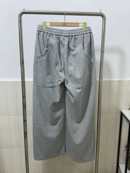 IEFB Pleated Design Men's Casual Pants Solid Color Elastic Waist Wide Leg Sweatpants Silhouette All-match Male Bottom New 9W1052