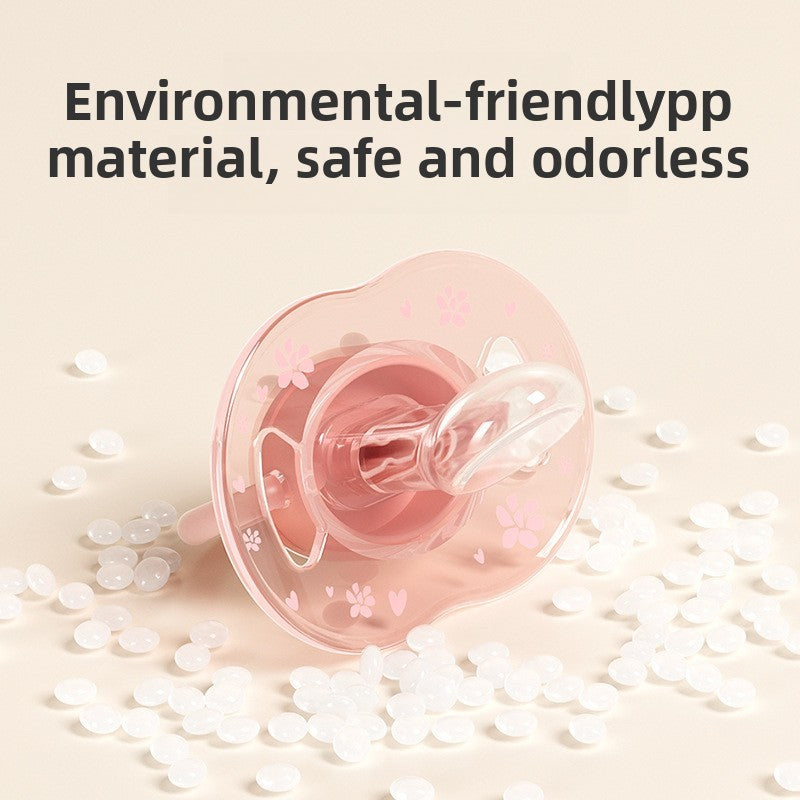 1pc Cute Baby Pacifier Liquid Silicone Nipple Flat Head with Dust-Proof Lid Flower Pattern PP Handle Soother for 3 month above