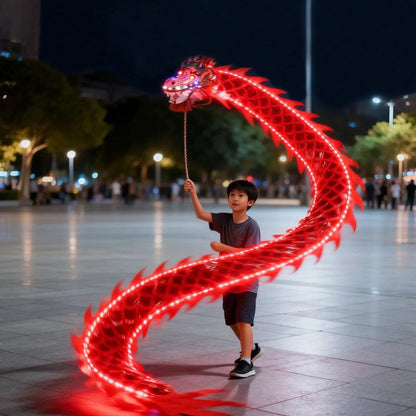 3Meters LED Glowing Dragon Poi With Dragon Head Chinese Dragon Dance Outdoor Fitness Juggling LED Dragon Stream Props