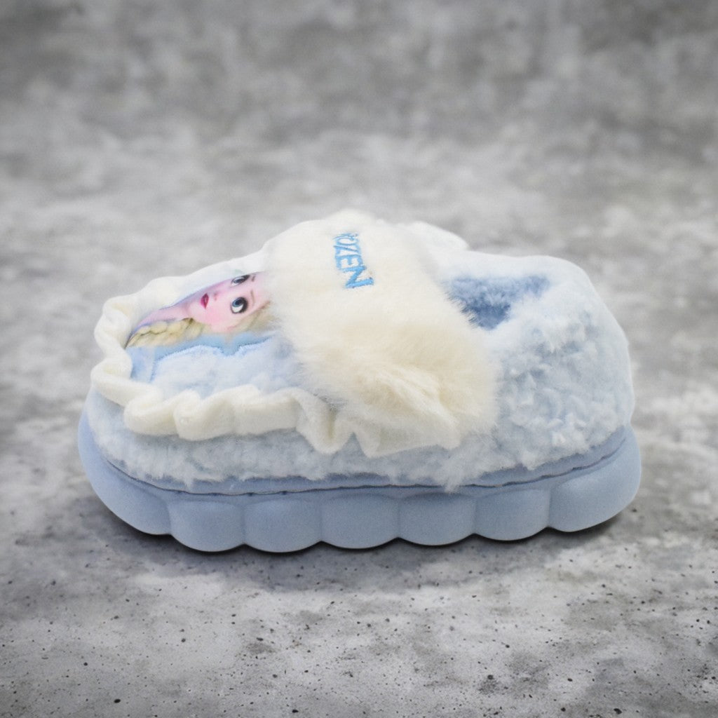 Disney Princess Elsa Winter Children's Cotton Home Slippers Frozen Girl's Snow Non Slip Warm Baby Slippers Pink Blue Size 24-36