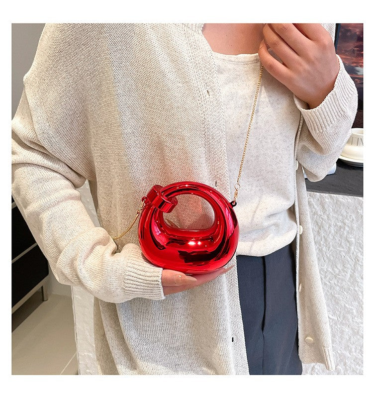 Fashion Crescent Mini Acrylic Chain Evening Bag for Women, Shoulder and Crossbody Bag