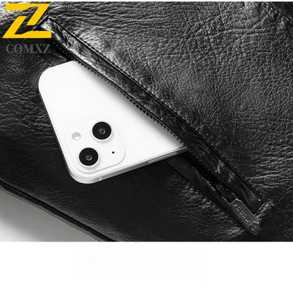 2025 veluokldly Leather Jacket Man Winter Motocross Windproof Warm PU Leather Coat chaqueta Male Trendy Motorcycle Fleece Coats