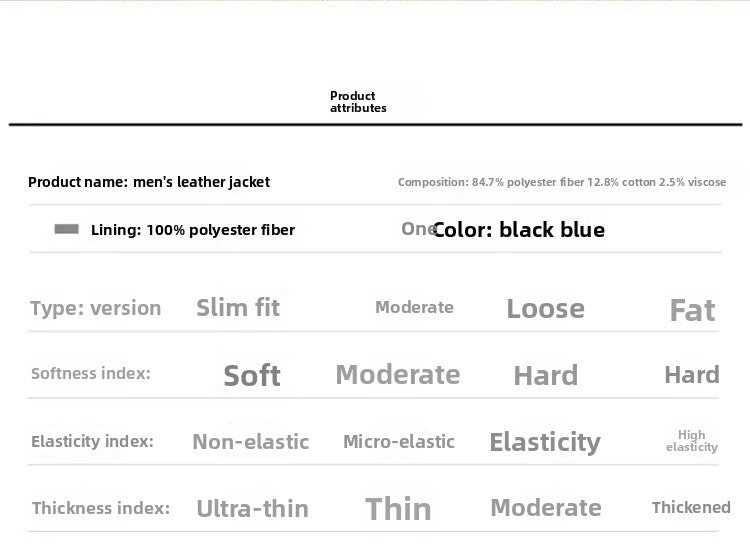 Men's Biker Leather Jacket Autumn Winter Thickened Fleece Casual Versatile Slim Fit Large Size PU Leather Coat