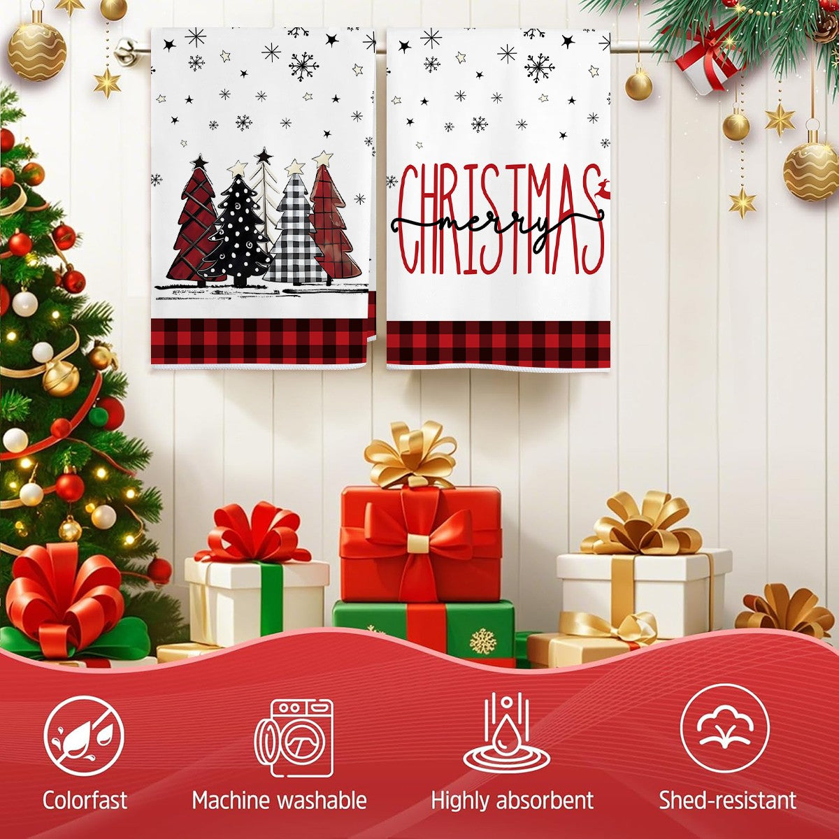 2/4pcs Merry Christmas towels Snowman Snowflake Christmas tree pattern Kitchen cleaning towels Dishwashing towels Hand towels