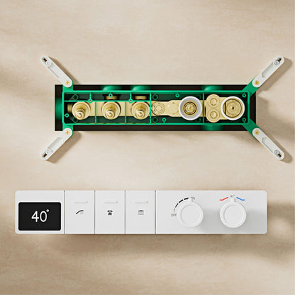 Sistema de chuveiro digital inteligente de latão branco luxuoso com design oculto Controle duplo de água quente e fria Torneira de parede