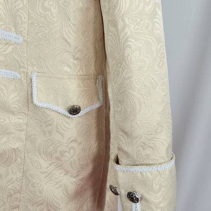 Men's Medieval Style Windbreaker Coat Vintage Lapel Jacquard Medium Length Trench Coat Halloween Party Costume Retro Outerwear