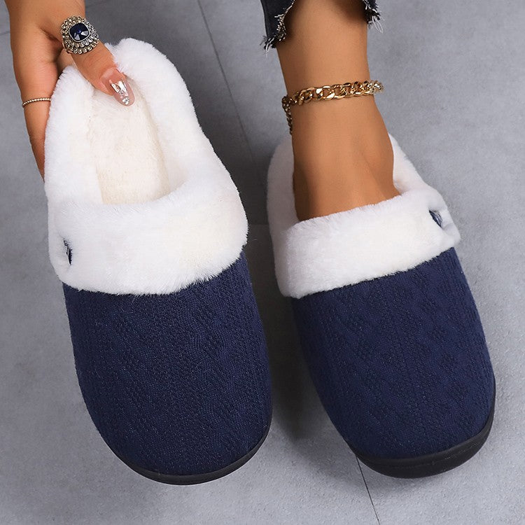 Platform Fluffy Slippers Women House Plush Fashion Designer Winter Shoes Ladies Flats Warm Home Casual Footwear Elegant Big Size