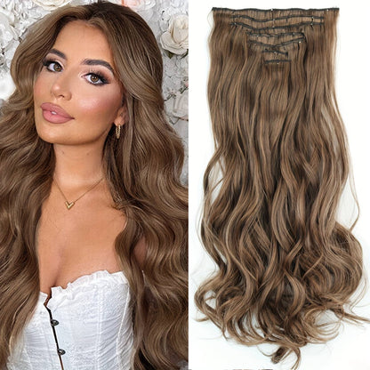 7 peças/conjunto de aplique de cabelo com 16 grampos, preto, longo e liso, cabelo natural, aplique de cabelo ombre, fibra resistente ao calor para penteado feminino
