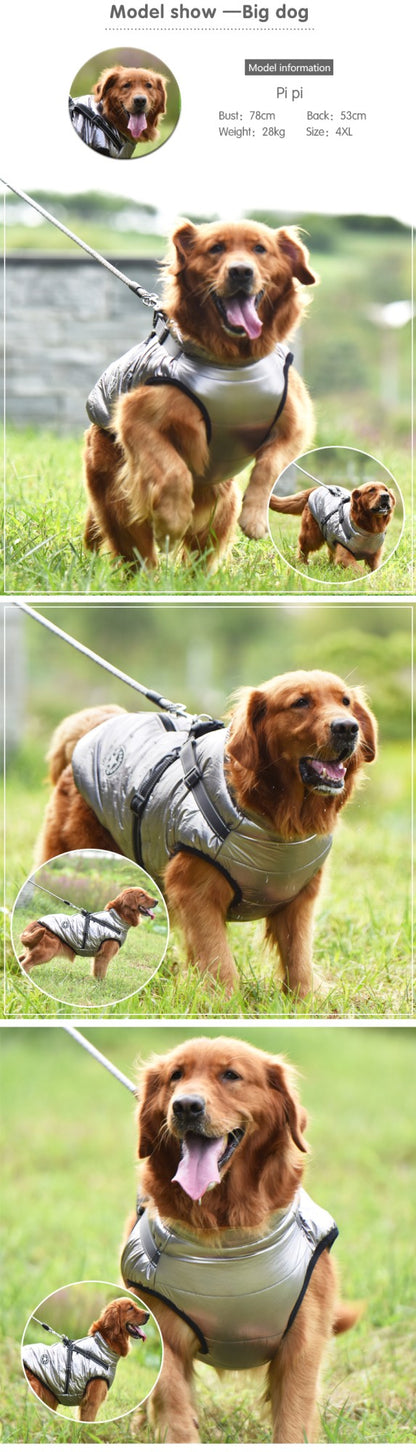Jaqueta de Inverno Quente para Cães Grandes com Peitoral Impermeável, Casaco para Cães Grandes, Labrador, Chihuahua, Bulldog Francês, Roupas para Cães ao Ar Livre