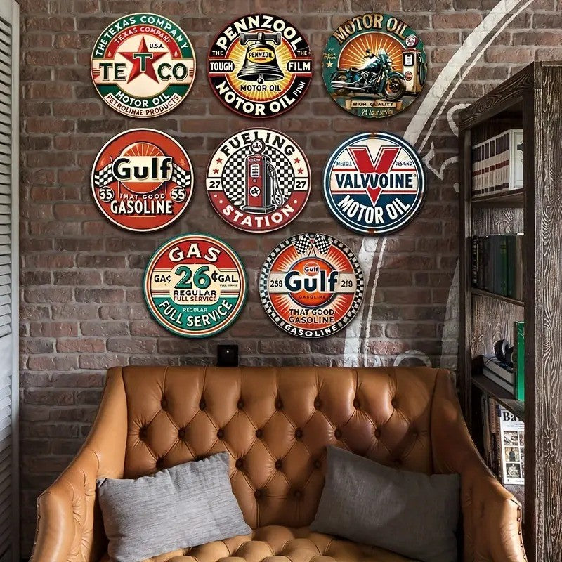 2D flat 1pc About Motorcycle themed decorative round metal painting, suitable for garage, man cave, motorcycle club, metal wa