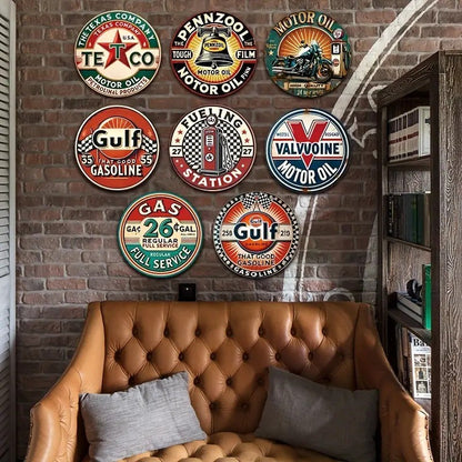 2D flat 1pc About Motorcycle themed decorative round metal painting, suitable for garage, man cave, motorcycle club, metal wa
