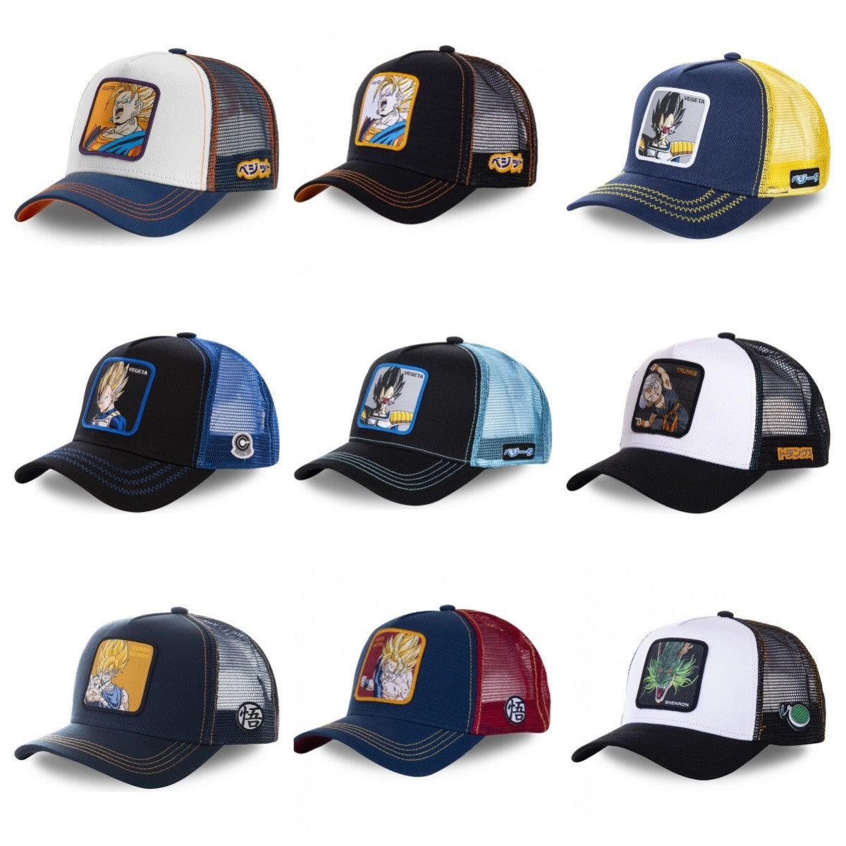 New Dragon Ball Son Goku Cap Summer Travel Peaked Cap Men's Embroidery Hip-Hop Cap Style Sun Visor Adjustable Trucker Mesh Cap