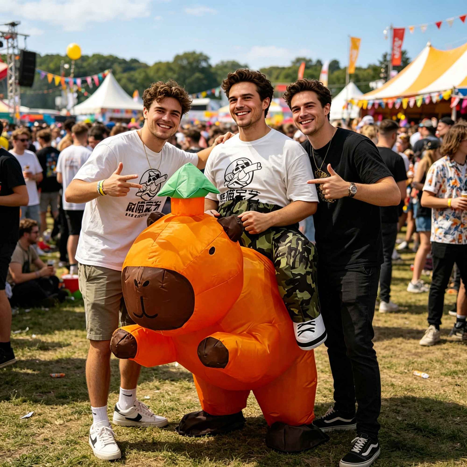 Cartoon Inflatable Capibara Ride on Costume Mascot Carnival Halloween Character Cosplay Fancy Costume Funny Performance Costume