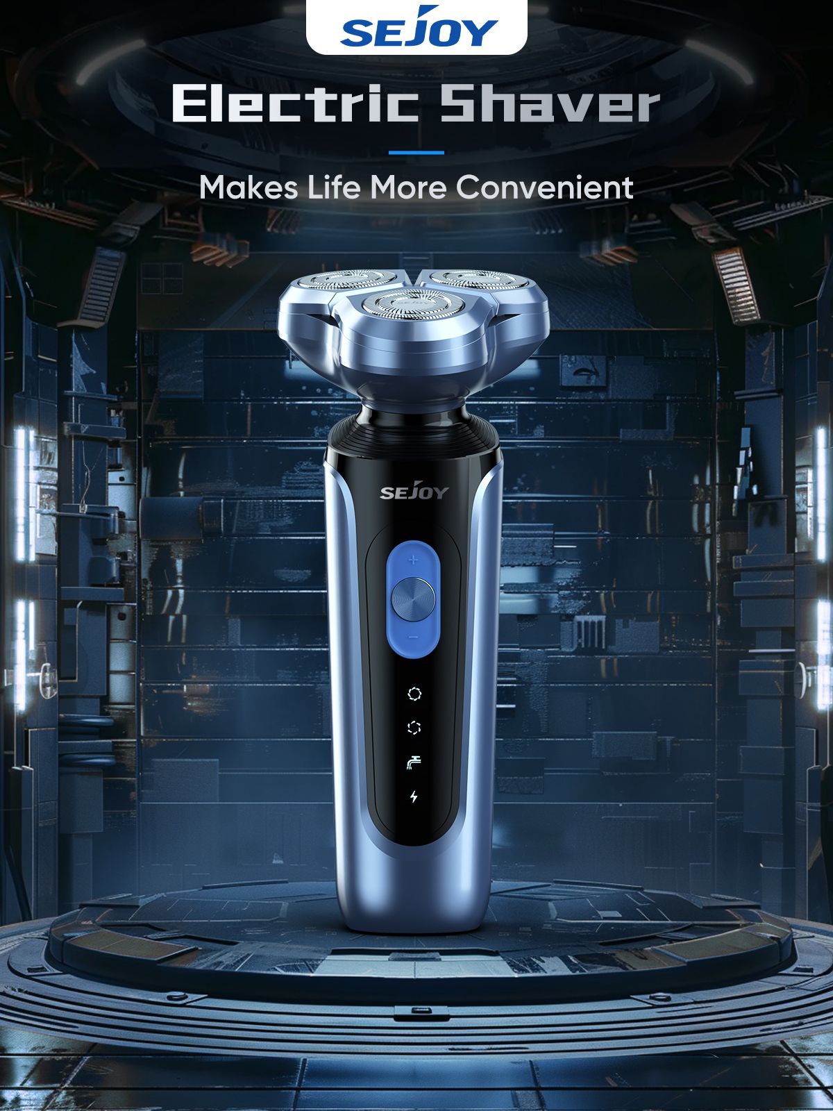 SEJOY 3 In 1 Man Shaver Electric Razor Rechargeable Triple Blade Trimmer Beard Floating Head Waterproof Hair Shaving Machine