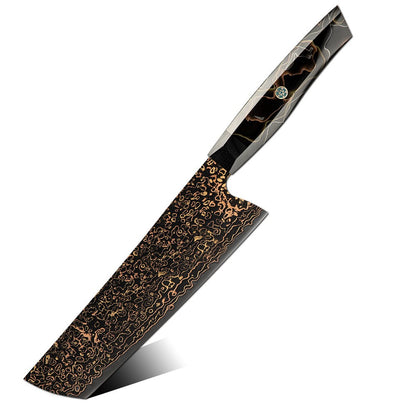 Conjunto de facas de aço Damasco japonês 37 camadas com cobre VG10, facas de cozinha, chef, bife, multiuso, frutas, para descascar, com cabo de resina de malha