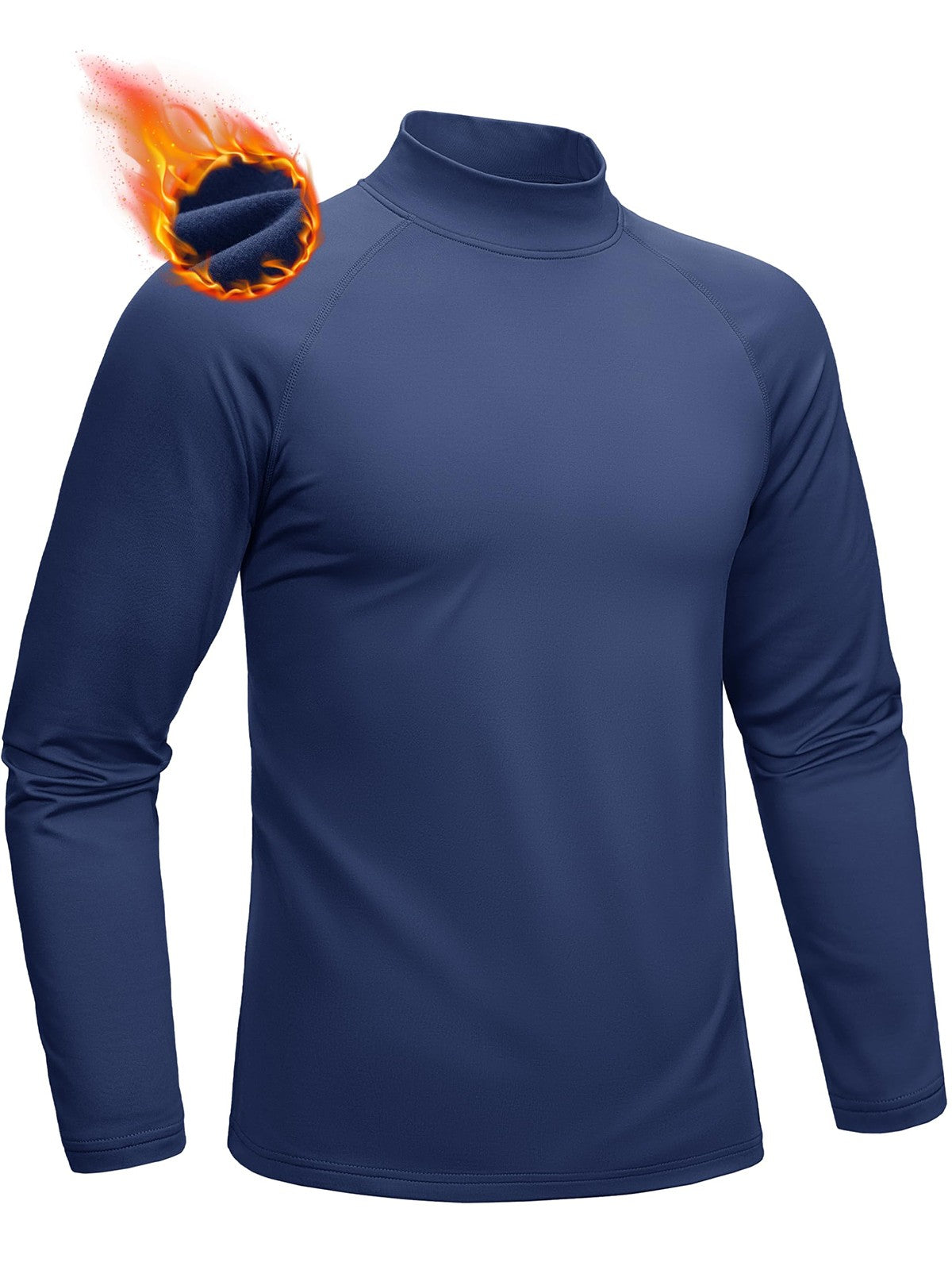 TACVASEN Mock Neck Thermal T-shirts Mens Micro-fleece Lined Long Sleeves Spring Athletic Workout Base Layer Pullover Tops Male