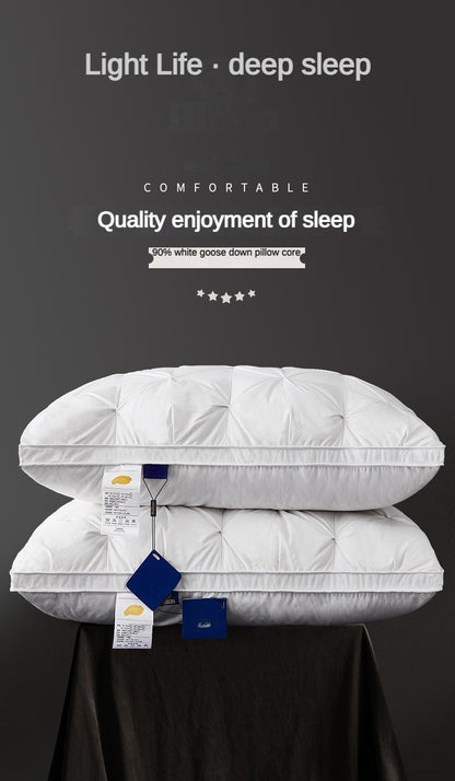 95% Goose Down Pillow White Cotton PillowCover Rectangle Bedroom Sleep 5-Star Hotel Pillow Low-Mid-high Pillows for Sleeping