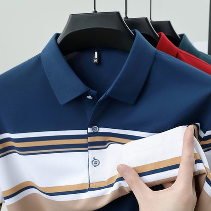 High quality brand men's short sleeved polo shirt summer fashion  striped design youth personalized top casual business T-shirt