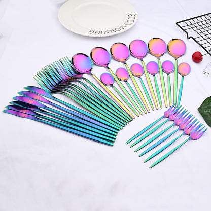 6Set/30Pcs Pink Silver Dinnerware Set Stainless Steel Knife Ckae Fork Spoon Cutlery Set Tableware Silverware Set Dropshipping
