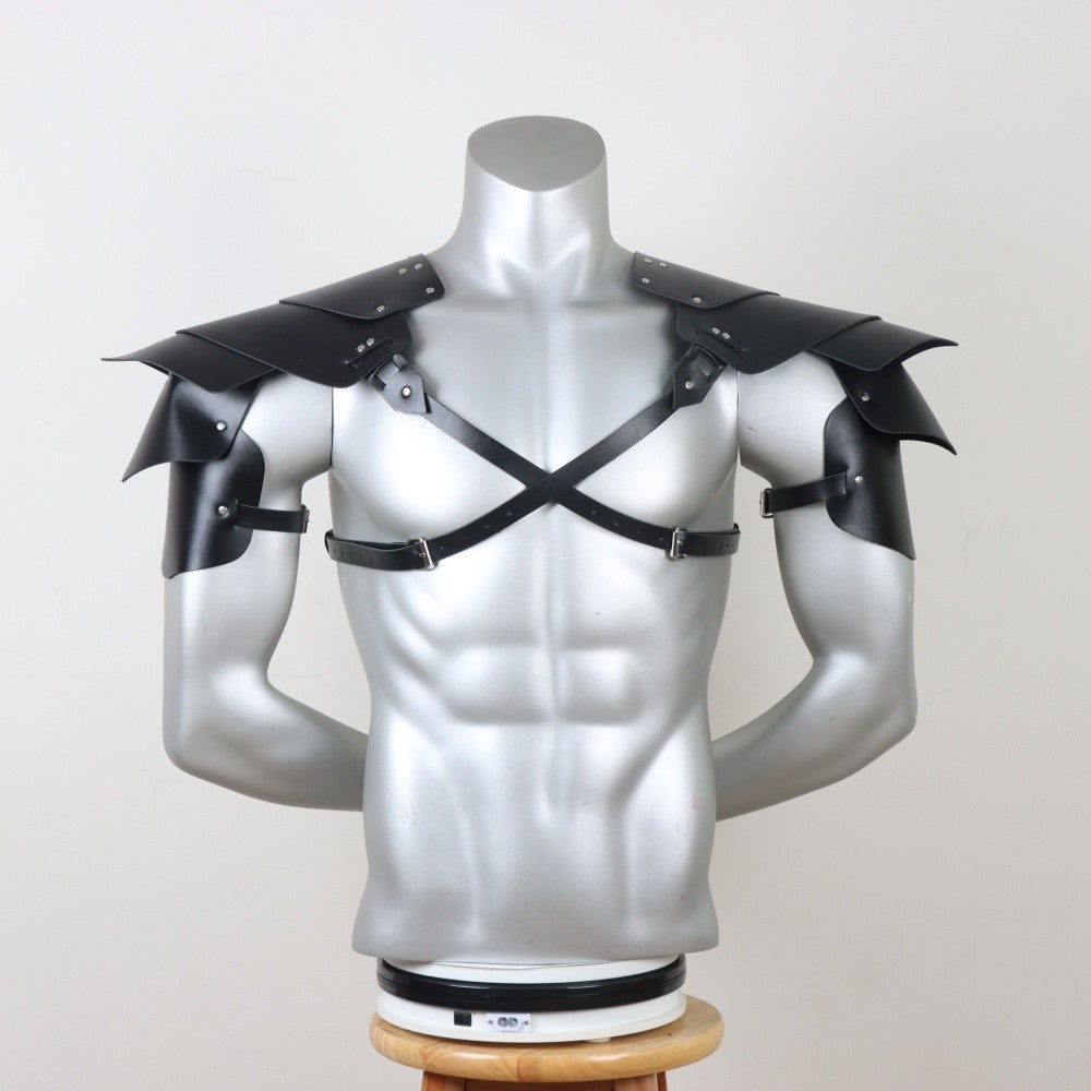 Medieval Viking Armor Leather Shoulder Harness Renaissance Style Cosplay Accessory, Adjustable Straps, Cool and Handsome Theme