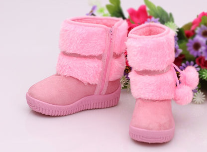 New Girls Snow Boots Winter Comfortable Thick Warm Kids Boots Lobbing Ball Thick Children Autumn Cute Boys Boots Princess Shoes