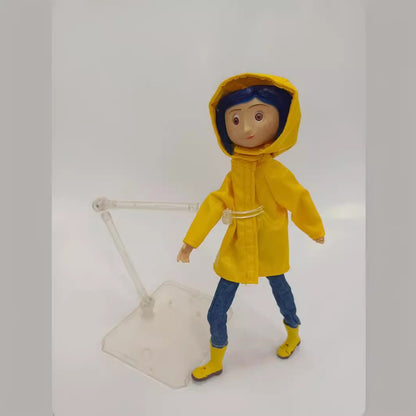 Neca Anime Coraline Doll Articulated Anime Figure Raincoat Sweater In Striped Shirt Toy La Girl Decoration Model Bithday Gifts