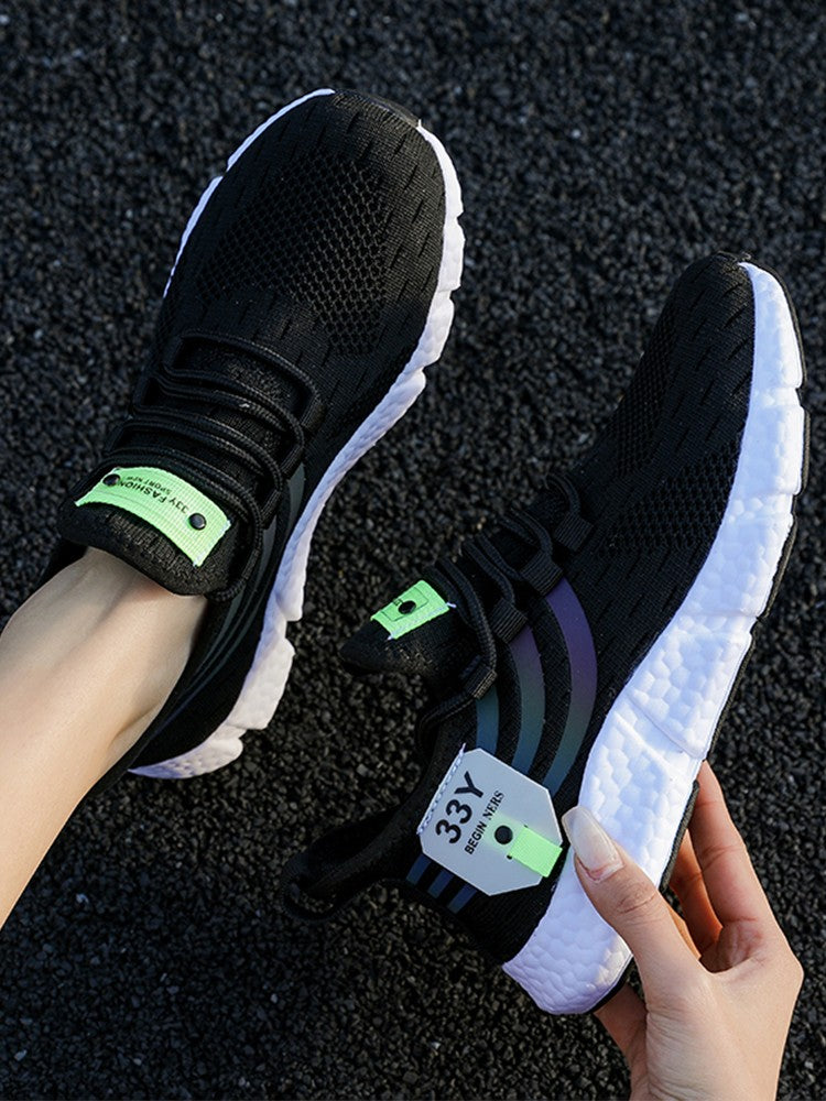 Tênis Masculino Casual Esportivo Respirável Leve Tênis de Caminhada ao Ar Livre em Tela Preta Tênis de Corrida Atléticos para Caminhada