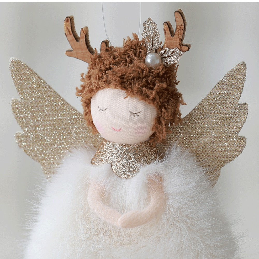 2Pcs New Christmas Cute Plush Angel Doll Pendant Lovely Boys Girls Xmas Tree Hanging Decoration Merry Christmas Party Ornaments