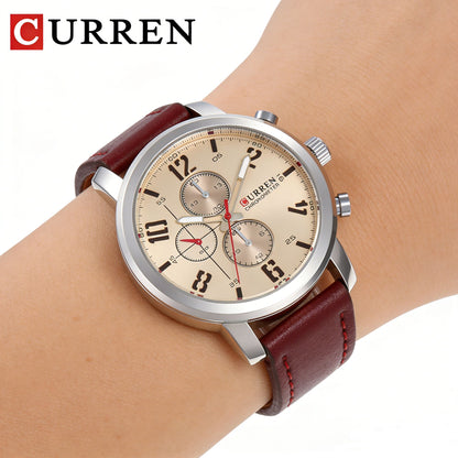 CURREN 8124,8208,8192,8230 Factory Watch Men Calendar Sport Military Male Clock Brand Luxury Origianl PU Leather Band Wristwatch