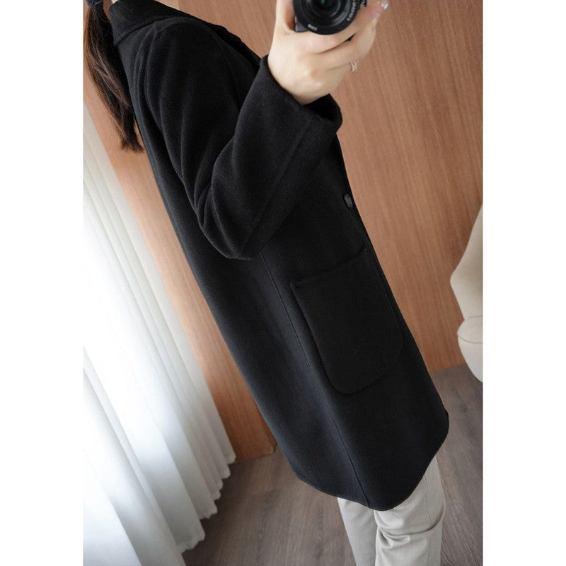 Autumn Winter Girls Fashion Mid-Long Jackets Female Casual Woolen Blends Coats Clothes Lady Korean Fashion Designer Coat