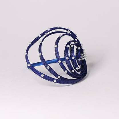 Fascinator Azul Royal com Pérolas Falsas - Elegante Toucado de Casamento, Chapéus Derby para Mulheres, Eventos de Coquetel, Chá e Igreja