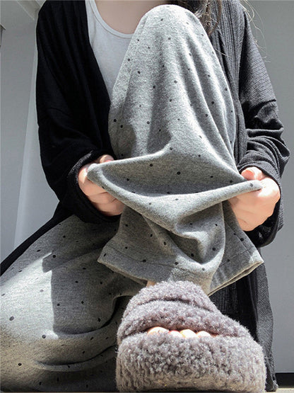 Grey Polka Dot Wide Leg Casual Pants Women's 2025 Autumn Winter New Loose High Waist Slimming Long Straight Leg Trousers Soft