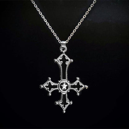 Gothic Cross Necklace For Women Men Punk Hollow Flower Cross Charms Choker Chain Vampires Pendant Jewelry Party Accessories Gift